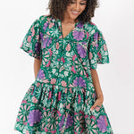 Green and Purple Floral Mini Dress