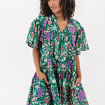 Green and Purple Floral Mini Dress