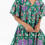 Green and Purple Floral Mini Dress