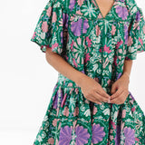 Green and Purple Floral Mini Dress