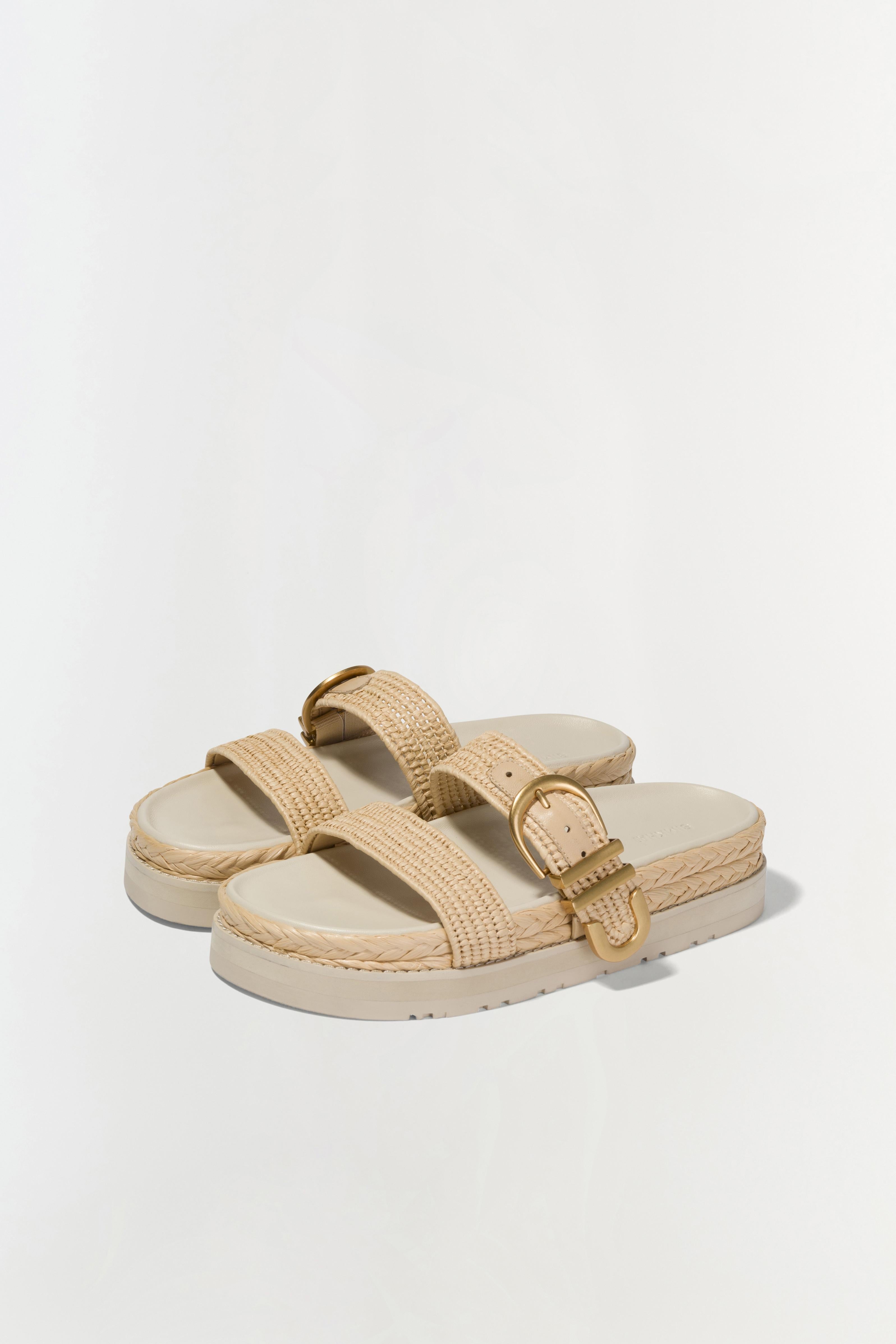 Aida Raffia Buckle Sandal Natural