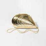 Bridget Metal Oyster Shell Clutch Gold