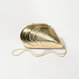 Bridget Metal Oyster Shell Clutch Gold