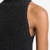 Metallic Black Mock Neck Tank