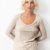 Women's Long Sleeve Melange Cream