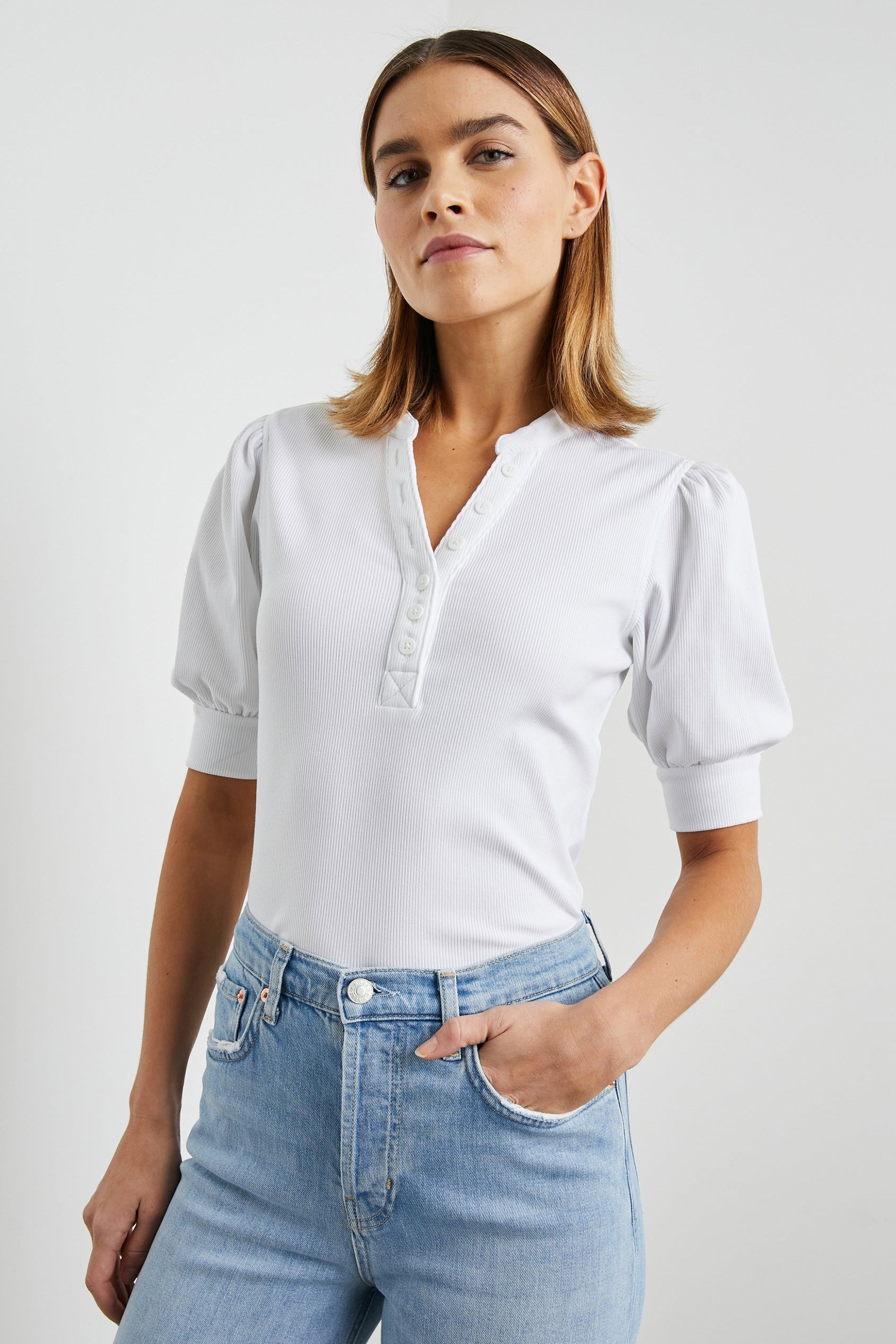 Jewel White Rib Top