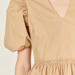 Eyelet Mixed Media Knit Top Tan