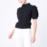 Pom Pom Puff Sleeve Sweater