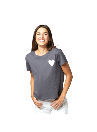 Kerri Rosenthal Suke Tee Contrast Imperfect Heart Faded Carbon