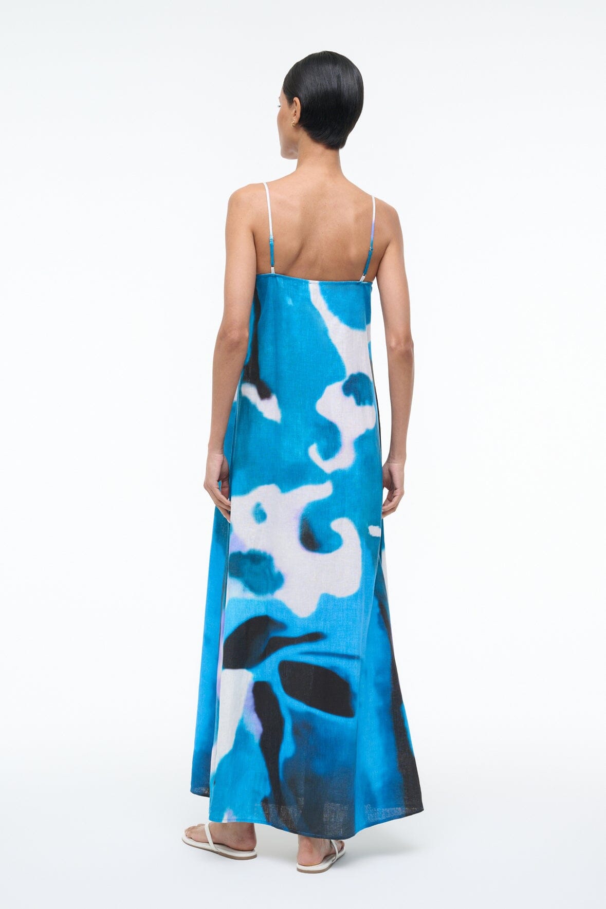 Staud Women's Laura Printed Linen Maxi Dress - Blue Haze