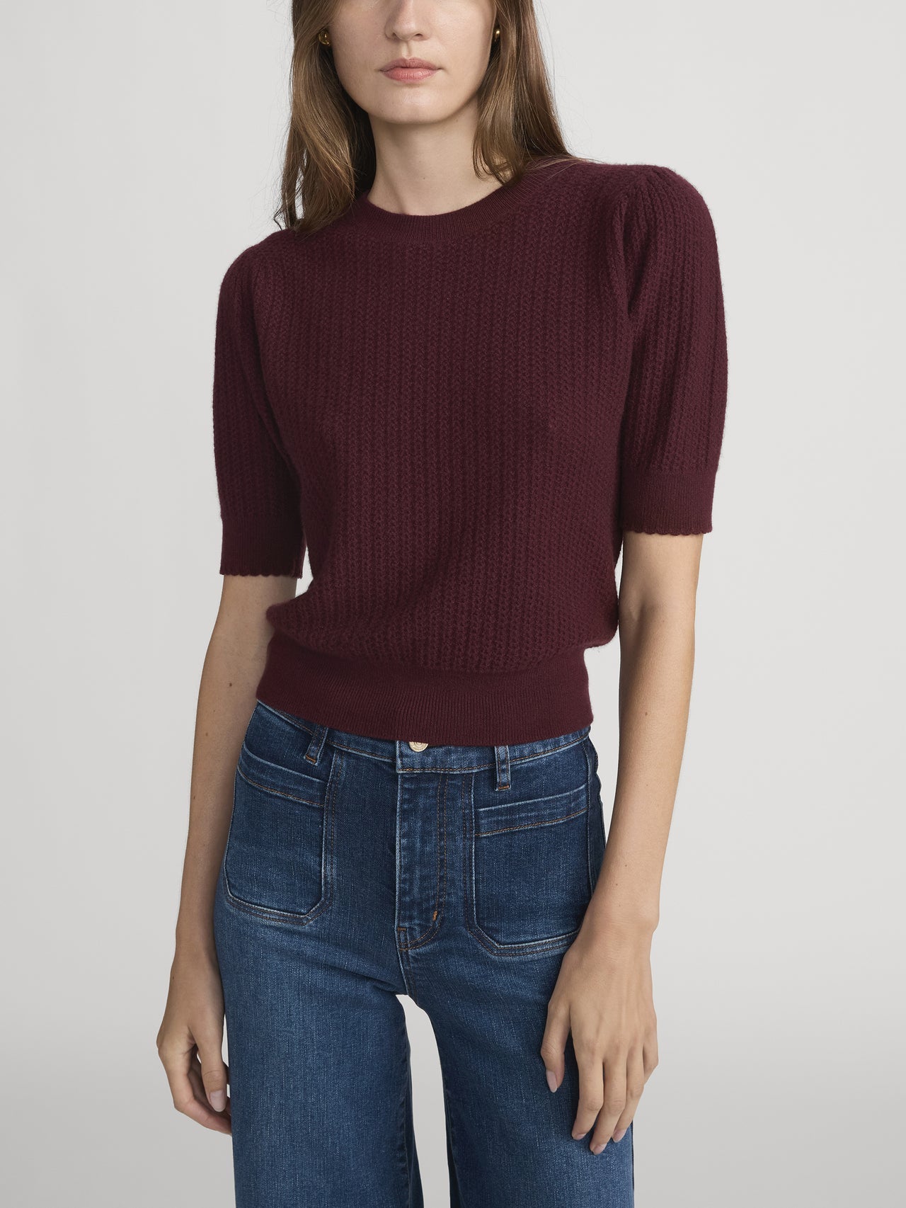 The Chain Pointelle Sweater Cabernet