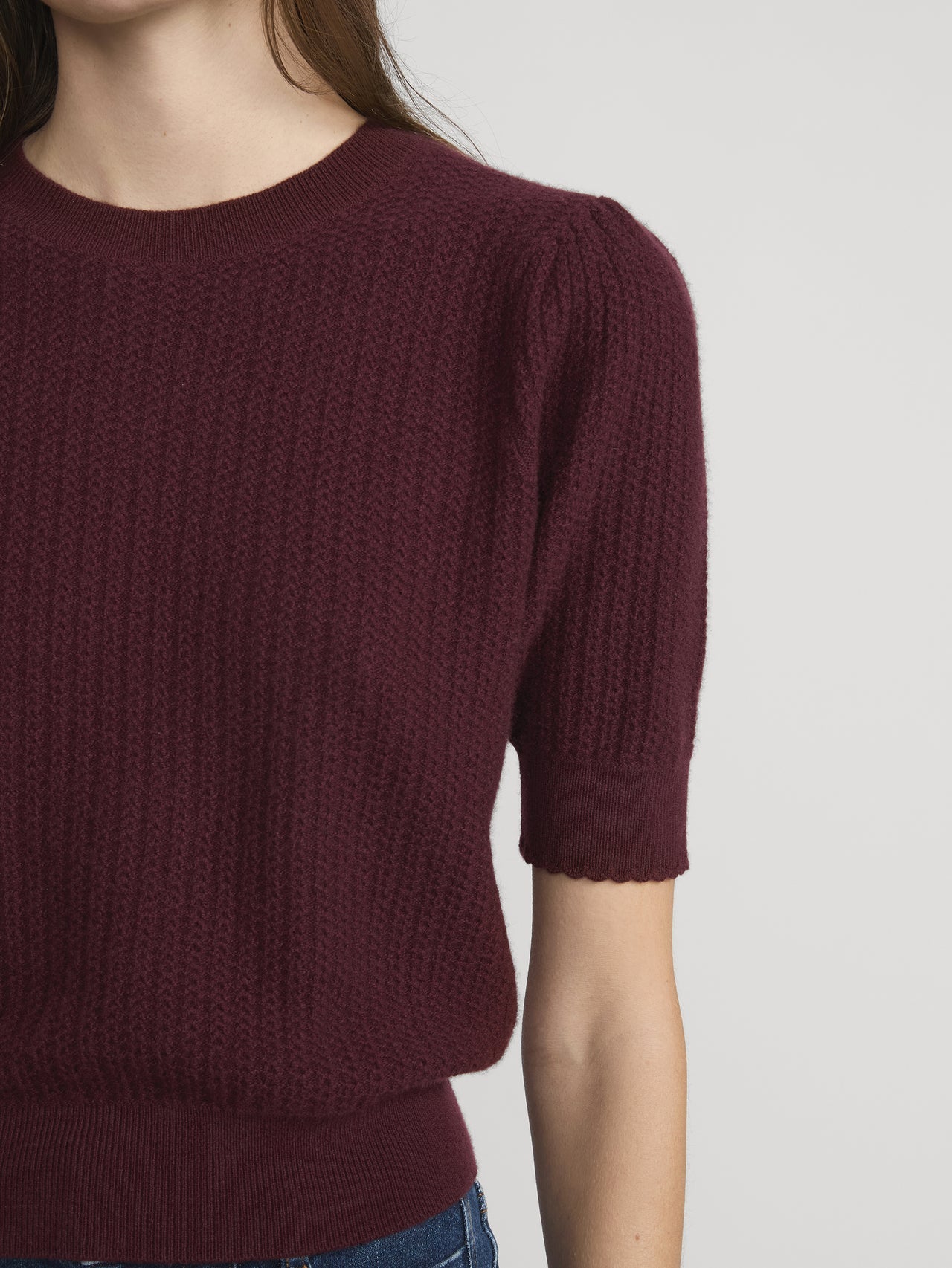 The Chain Pointelle Sweater Cabernet