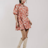 Marta Mini Dress Terracotta Zebra