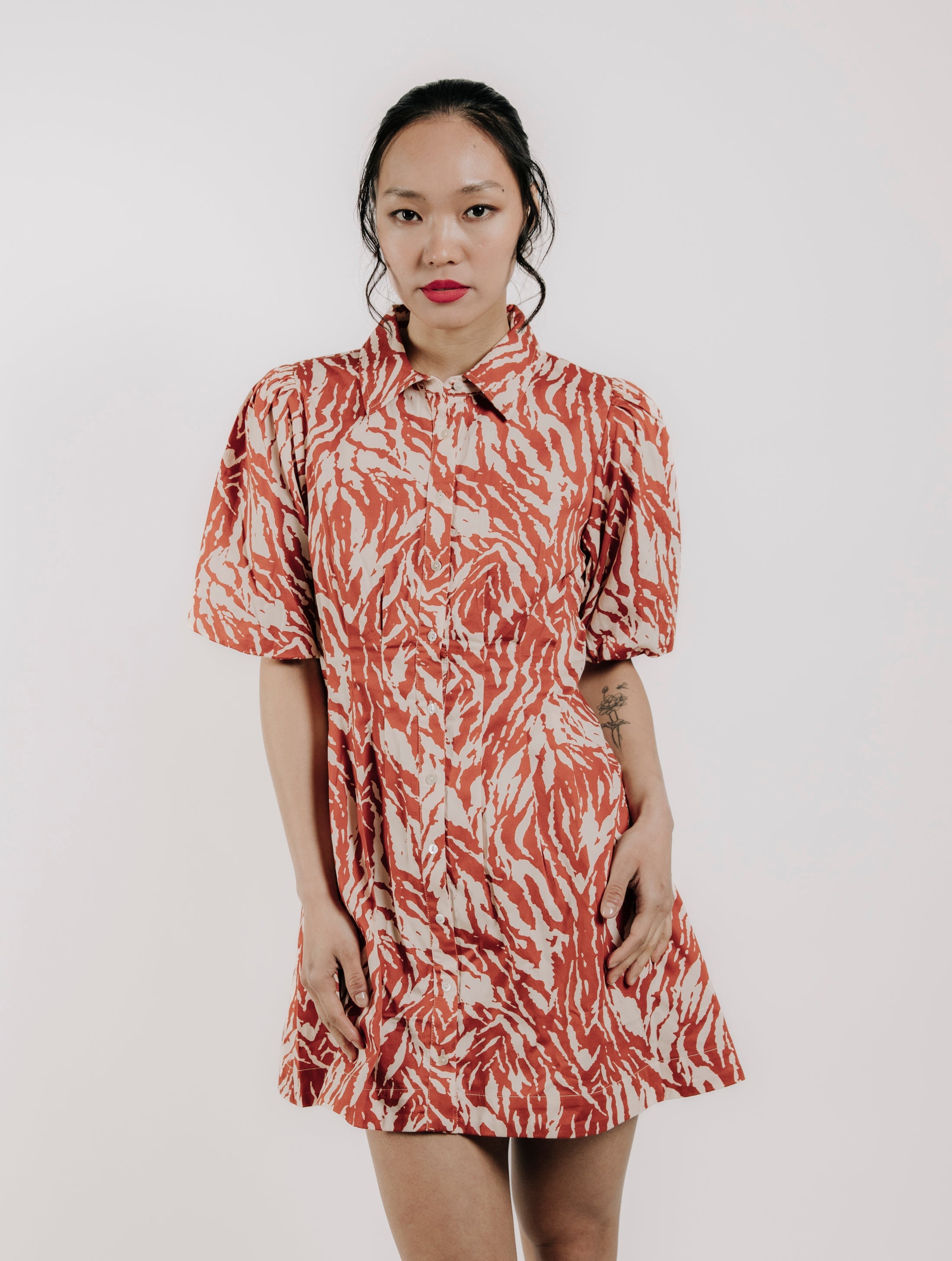 Marta Mini Dress Terracotta Zebra