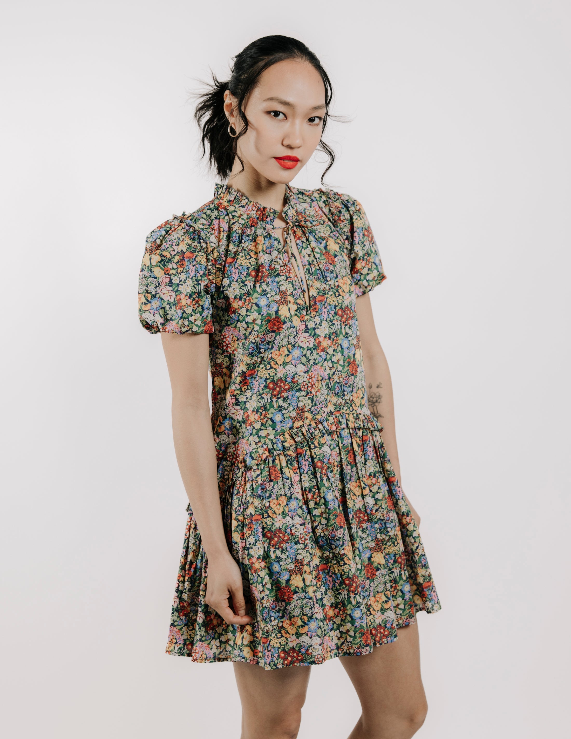 Edith Short Sleeve Dress Cottage Garden Liberty Print