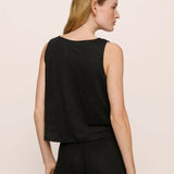 Organic Linen Knit Boat Neck Crop Tank