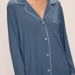 Gisele Modal Long PJ Set Coastal Blue/Ice Blue W/ Ribbon