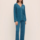 Gisele Printed Modal Long PJ Set Festive Lights Sapphire/Ivory