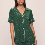 Gisele Printed Modal Relaxed Short PJ Set Winterpine Forest Green/Ivory