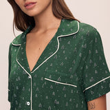 Gisele Printed Modal Relaxed Short PJ Set Winterpine Forest Green/Ivory