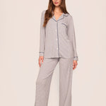 Gisele Printed Long PJ Set Geo-Sphere Gray Dawn/Navy