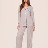 Gisele Printed Long PJ Set Geo-Sphere Gray Dawn/Navy