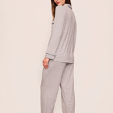 Gisele Printed Long PJ Set Geo-Sphere Gray Dawn/Navy