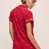 Gisele Printed Modal Shortie Short PJ Set Winter Wonderland Haute Red/Ivory