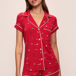 Gisele Printed Modal Shortie Short PJ Set Winter Wonderland Haute Red/Ivory