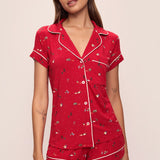 Gisele Printed Modal Shortie Short PJ Set Winter Wonderland Haute Red/Ivory