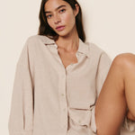 LINEN BLEND RELAXED SLEEVE TOP