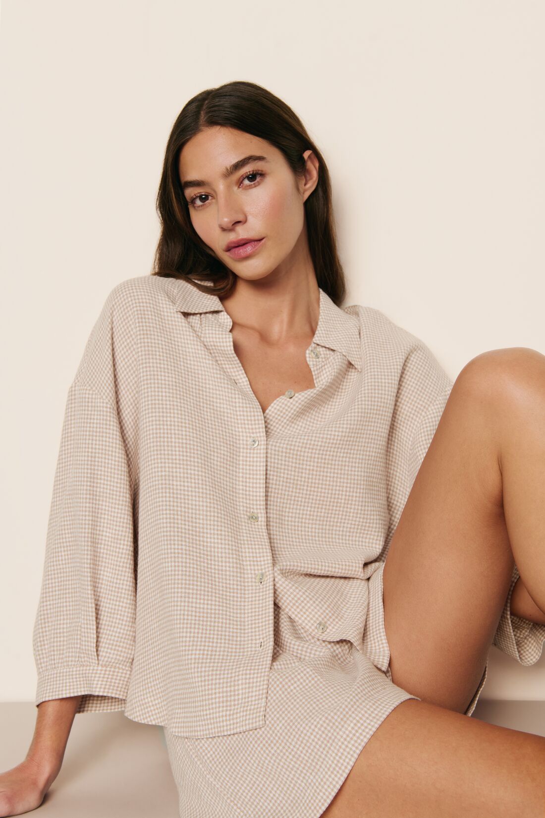 LINEN BLEND RELAXED SLEEVE TOP