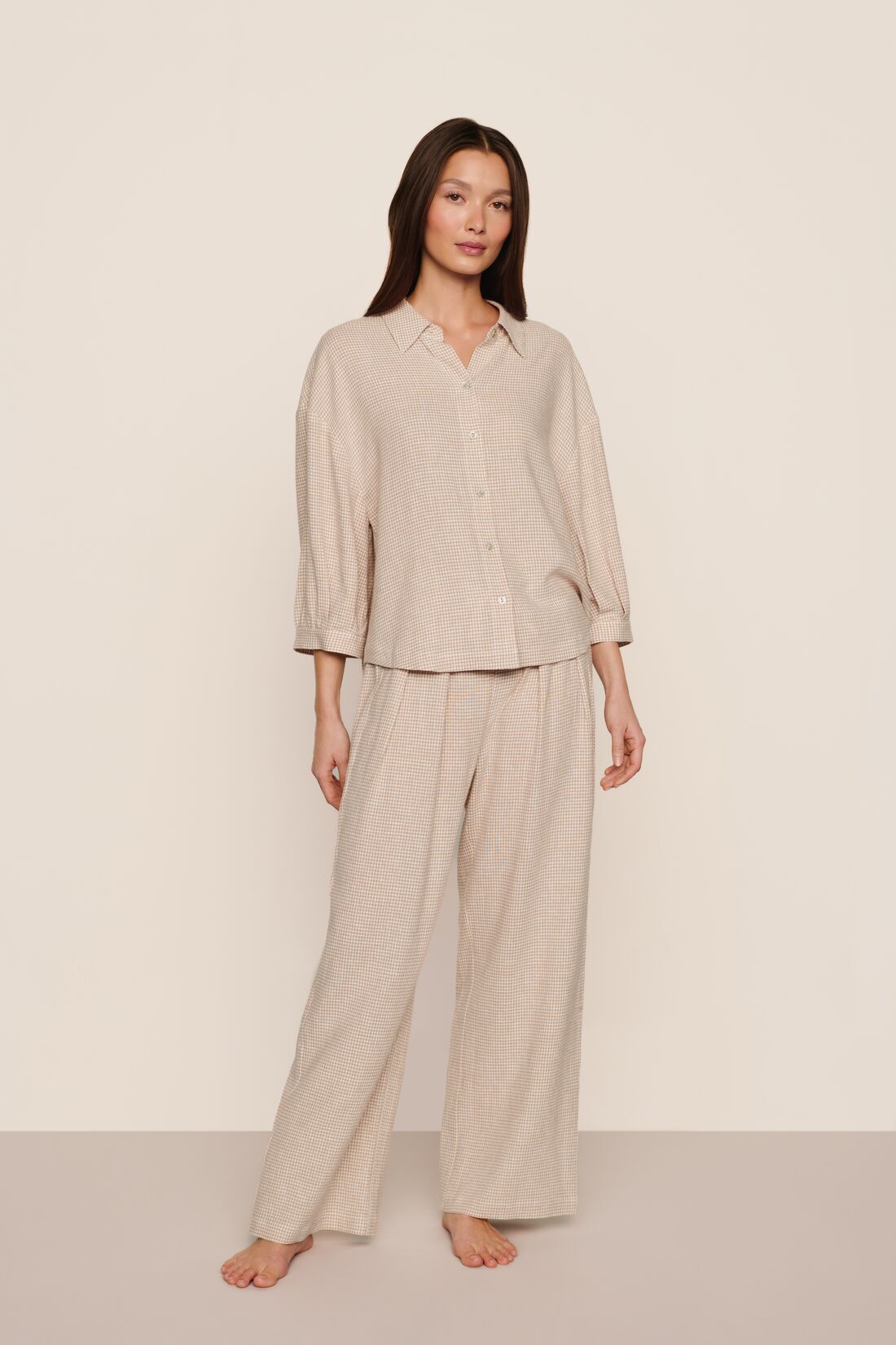 LINEN BLEND RELAXED SLEEVE TOP