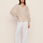 LINEN BLEND RELAXED SLEEVE TOP