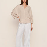 LINEN BLEND RELAXED SLEEVE TOP