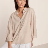 LINEN BLEND RELAXED SLEEVE TOP