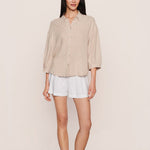 LINEN BLEND RELAXED SLEEVE TOP