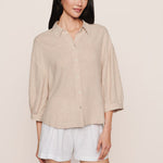 LINEN BLEND RELAXED SLEEVE TOP