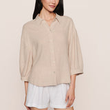 LINEN BLEND RELAXED SLEEVE TOP