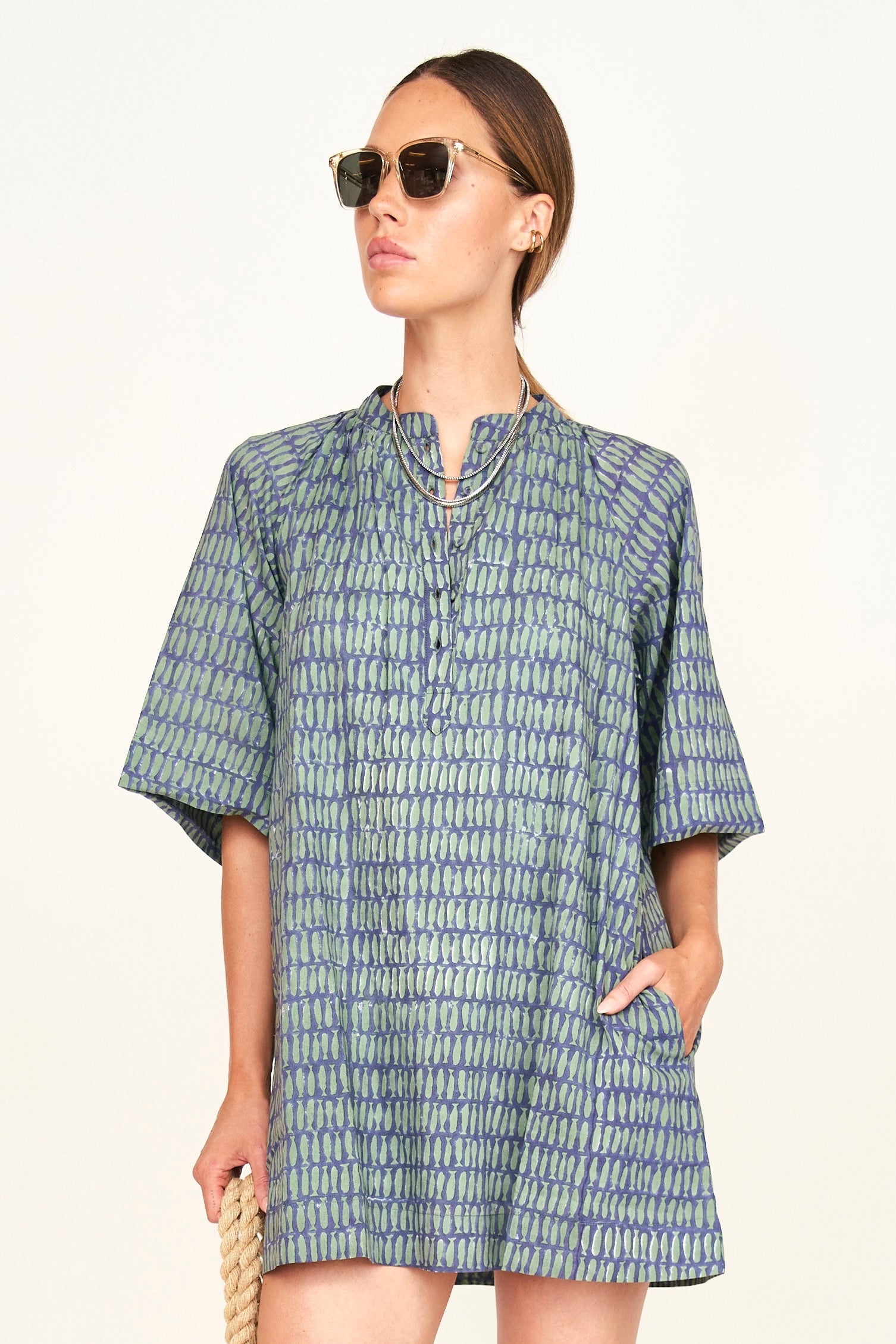 Faro Short Dress in Lagoon Minnow