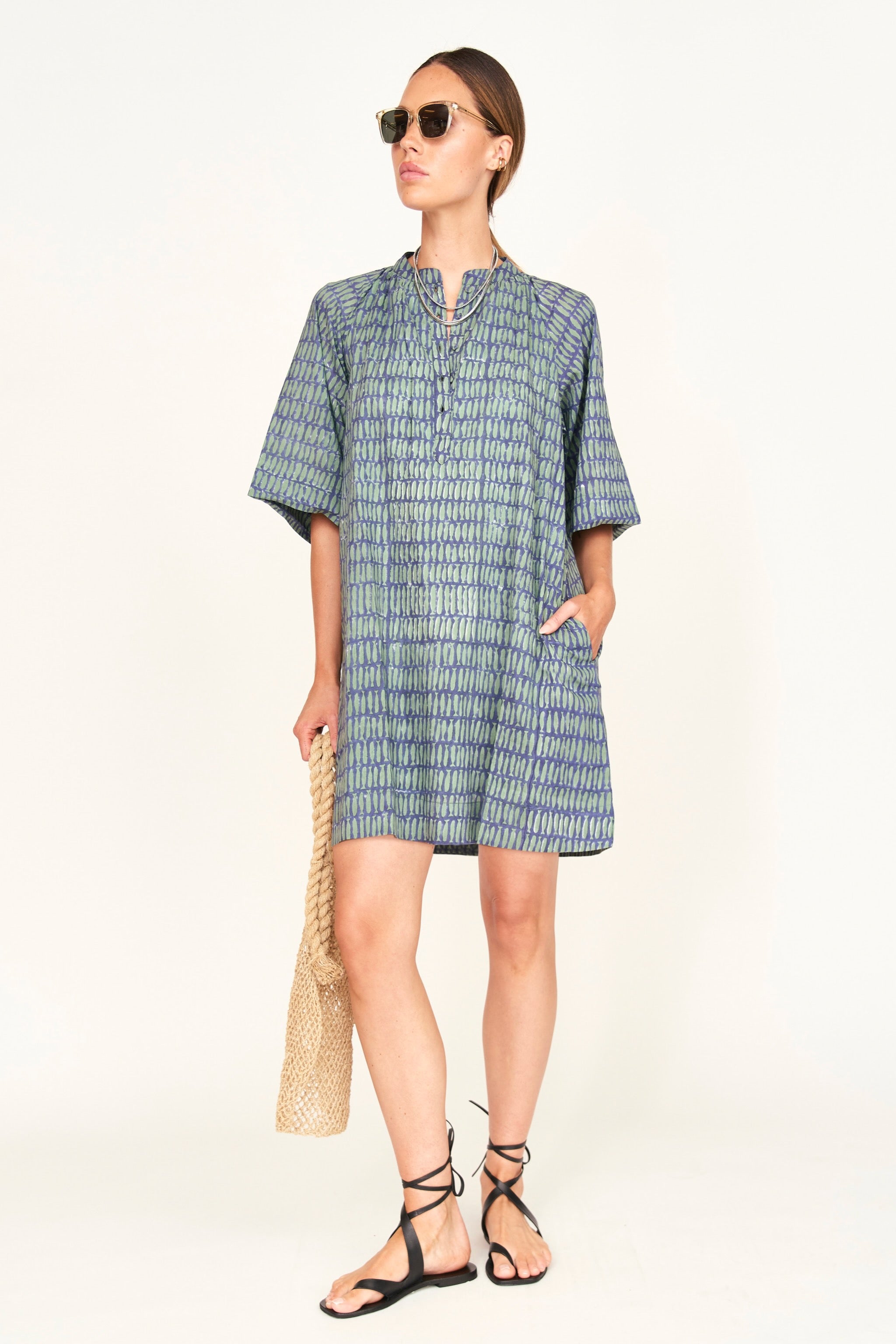 Faro Short Dress in Lagoon Minnow