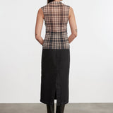 Plaid Mesh Sleeveless Twist Top