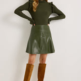 Crawford Mini Leather Skirt Hunter Green