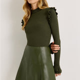 Crawford Mini Leather Skirt Hunter Green