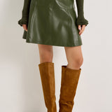 Crawford Mini Leather Skirt Hunter Green