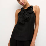 Indira Bowed Detail Top Black