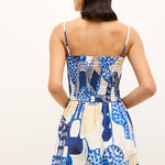 Neeley Smocked Abstract Print Cotton Midi Dress