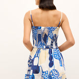 Neeley Smocked Abstract Print Cotton Midi Dress