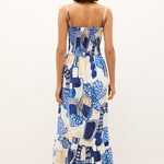 Neeley Smocked Abstract Print Cotton Midi Dress