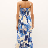 Neeley Smocked Abstract Print Cotton Midi Dress